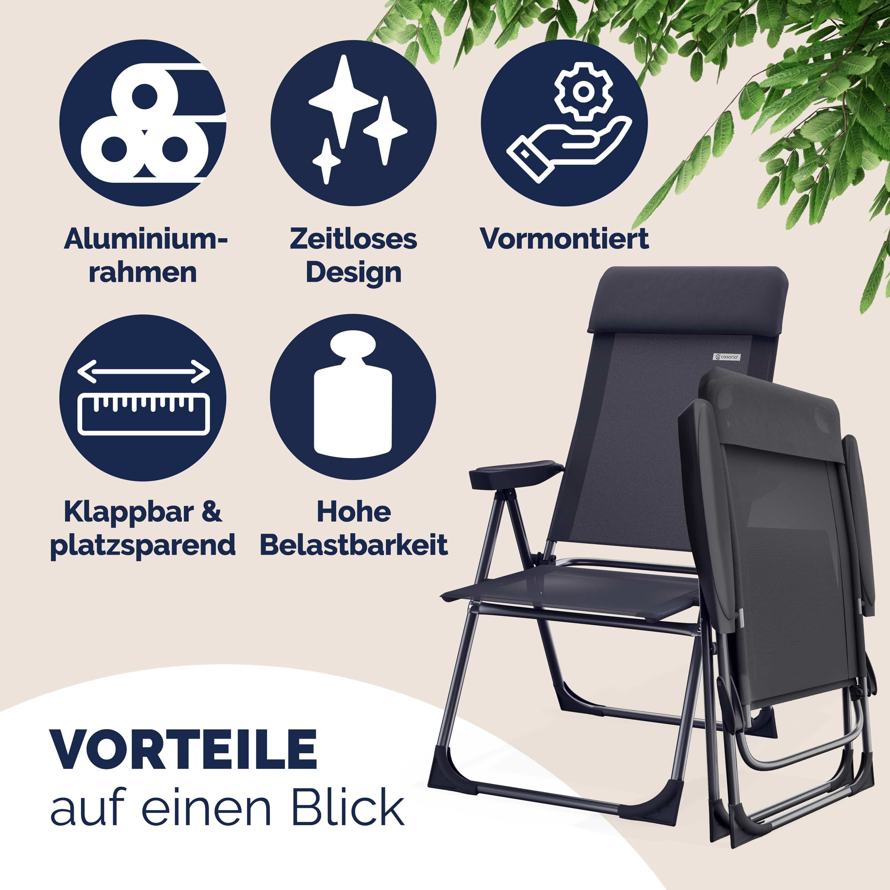 Tuinstoel\u0020met\u0020Hoge\u0020Rugleuning\u00202\u0020Stuks\u0020Antraciet\u0020Aluminium