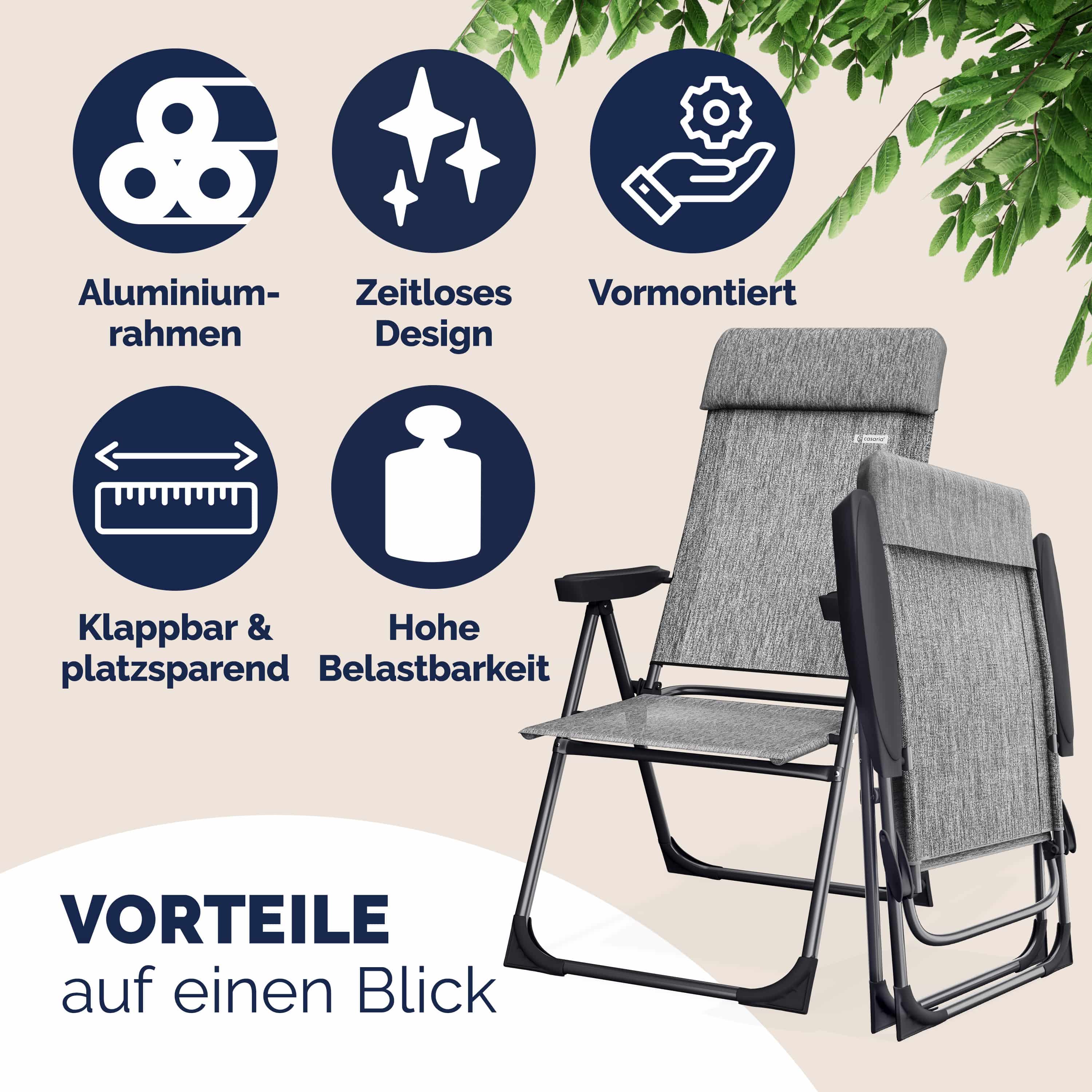 Tuinstoel\u0020met\u0020Hoge\u0020Rugleuning\u00202\u0020Stuks\u0020Grijs\u002Dmelange\u0020Aluminium