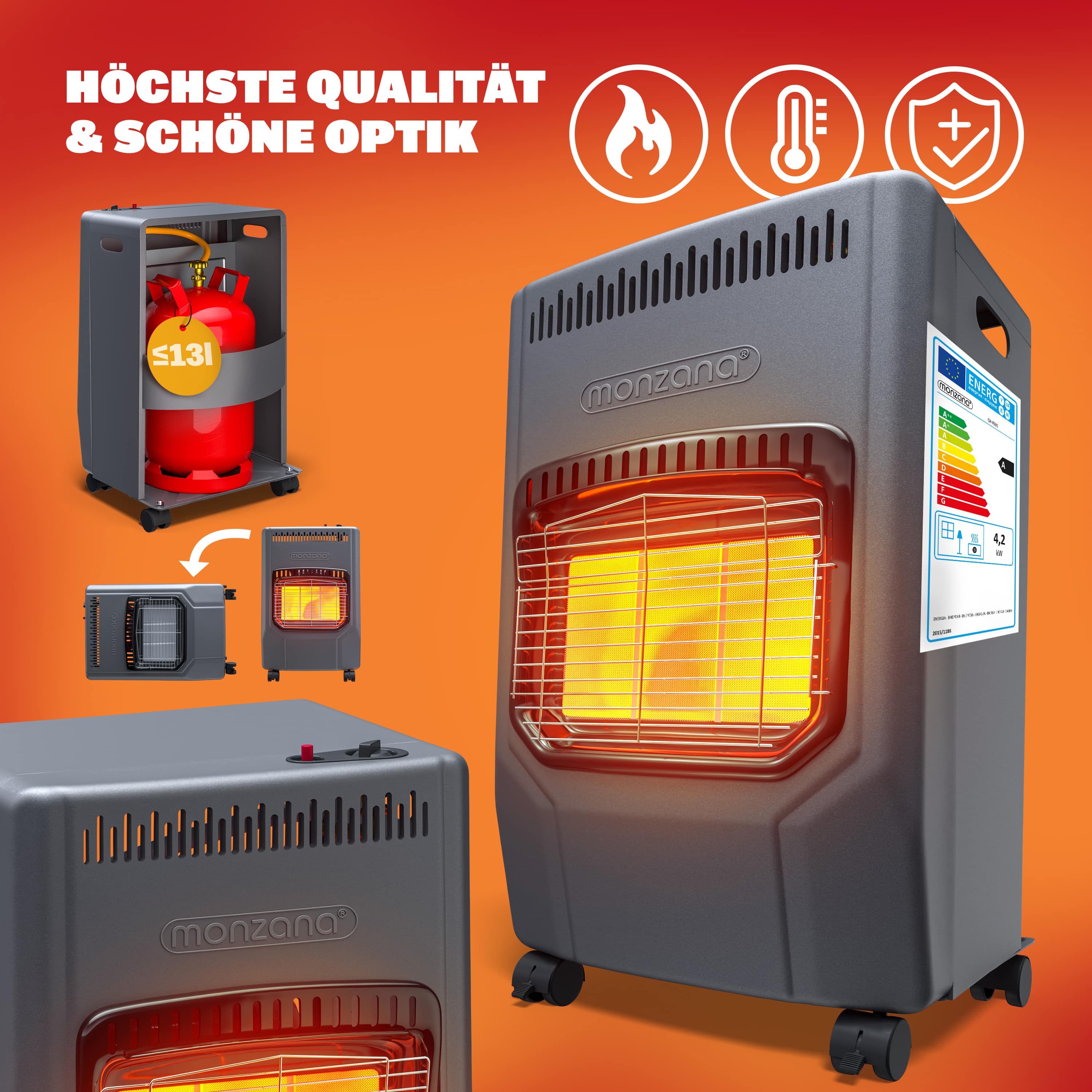Gaskachel\u0020Zwart\u00204200W\u002072x38x42cm\u00204200W