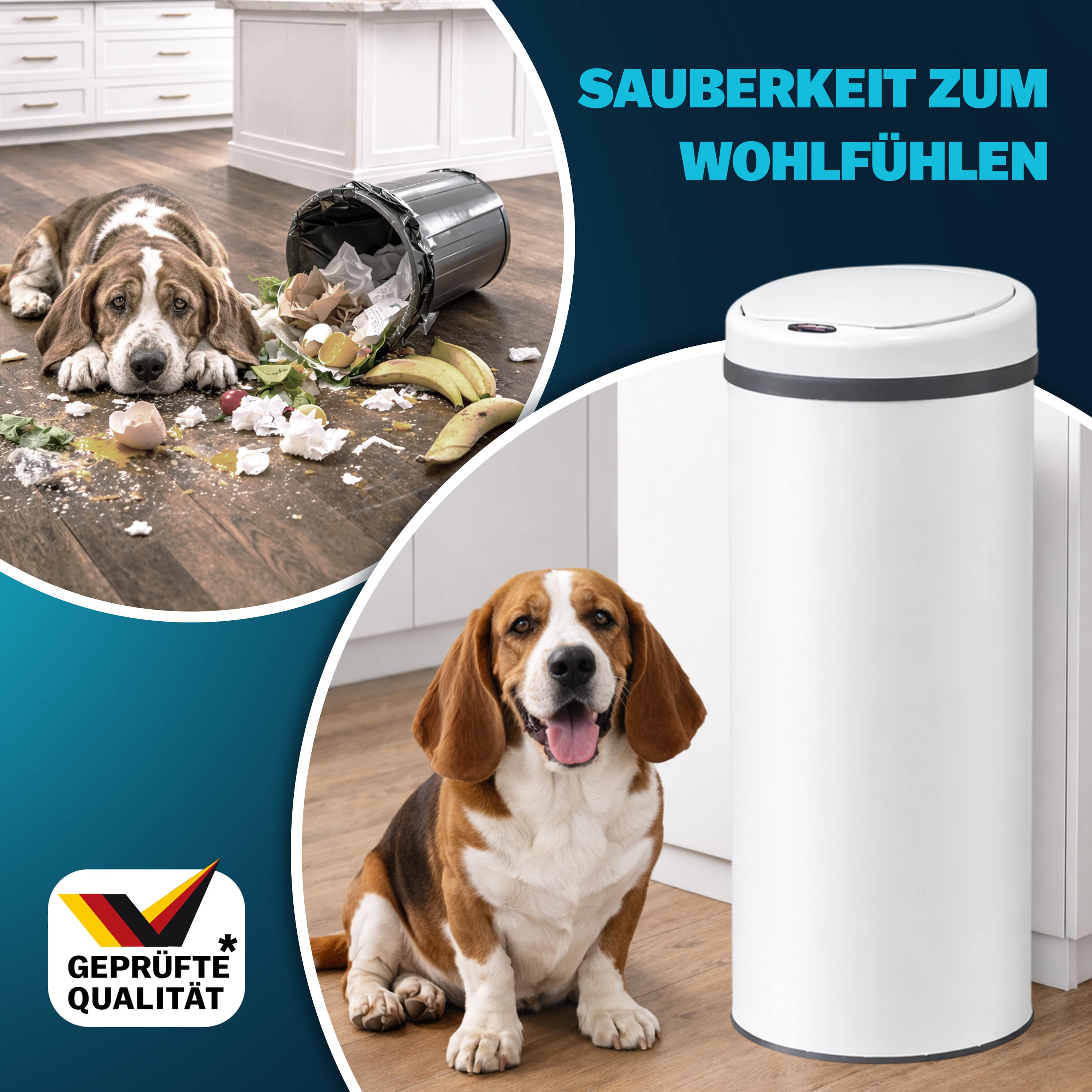 Sensor\u0020afvalbak\u0020Wit\u0020roestvrij\u0020staal\u002050\u0020liter