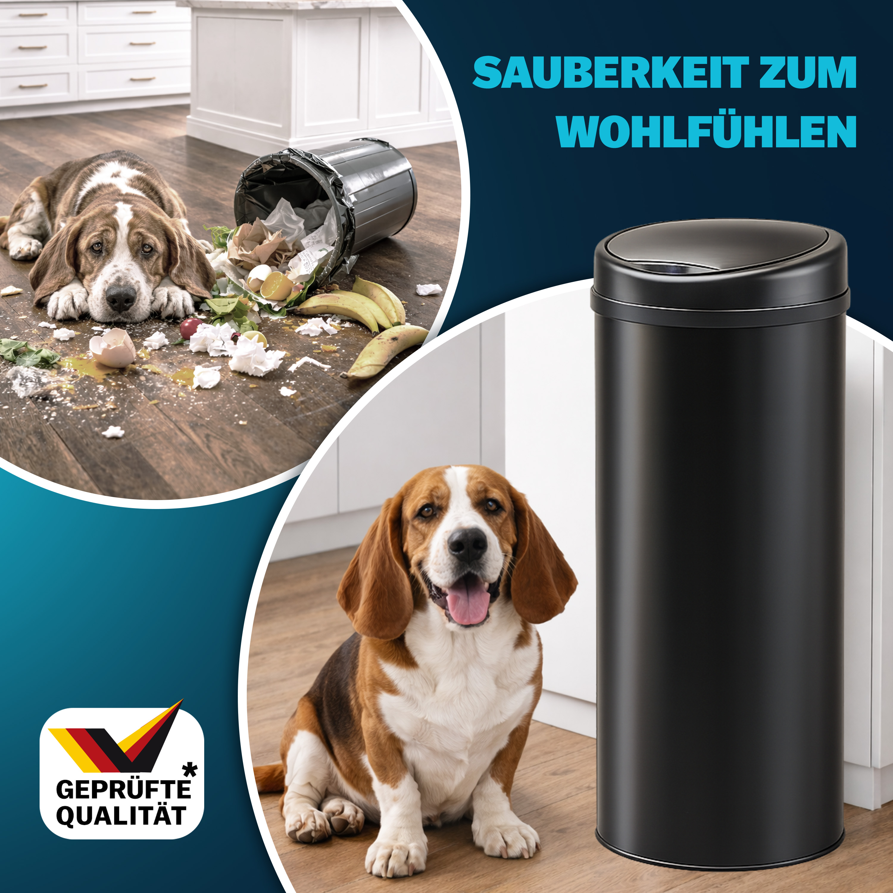 Sensor\u0020afvalbak\u0020Zwart\u0020roestvrij\u0020staal\u002050\u0020liter