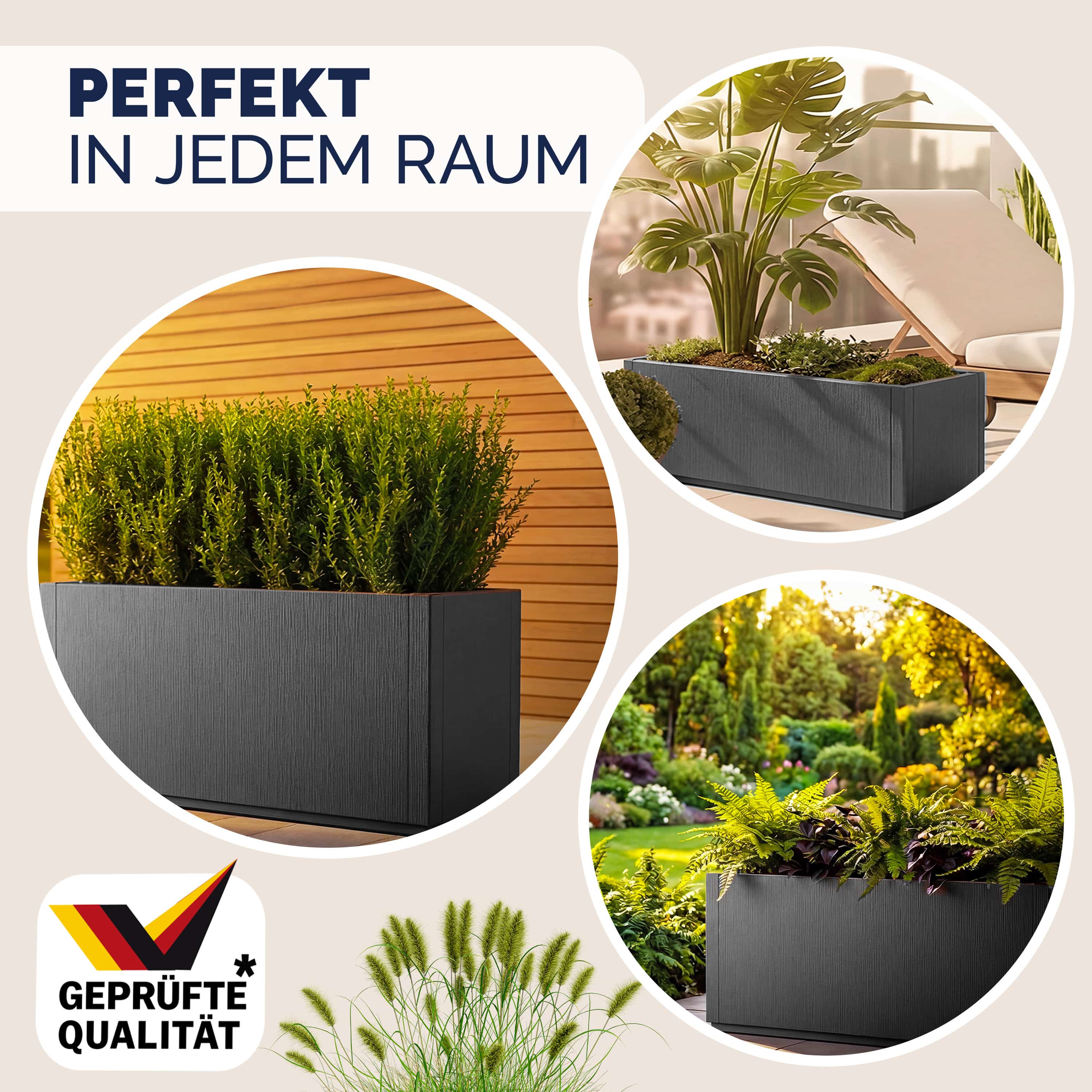 Bloempot\u0020Ethica\u0020Antraciet\u0020plastic\u002080x36x36cm