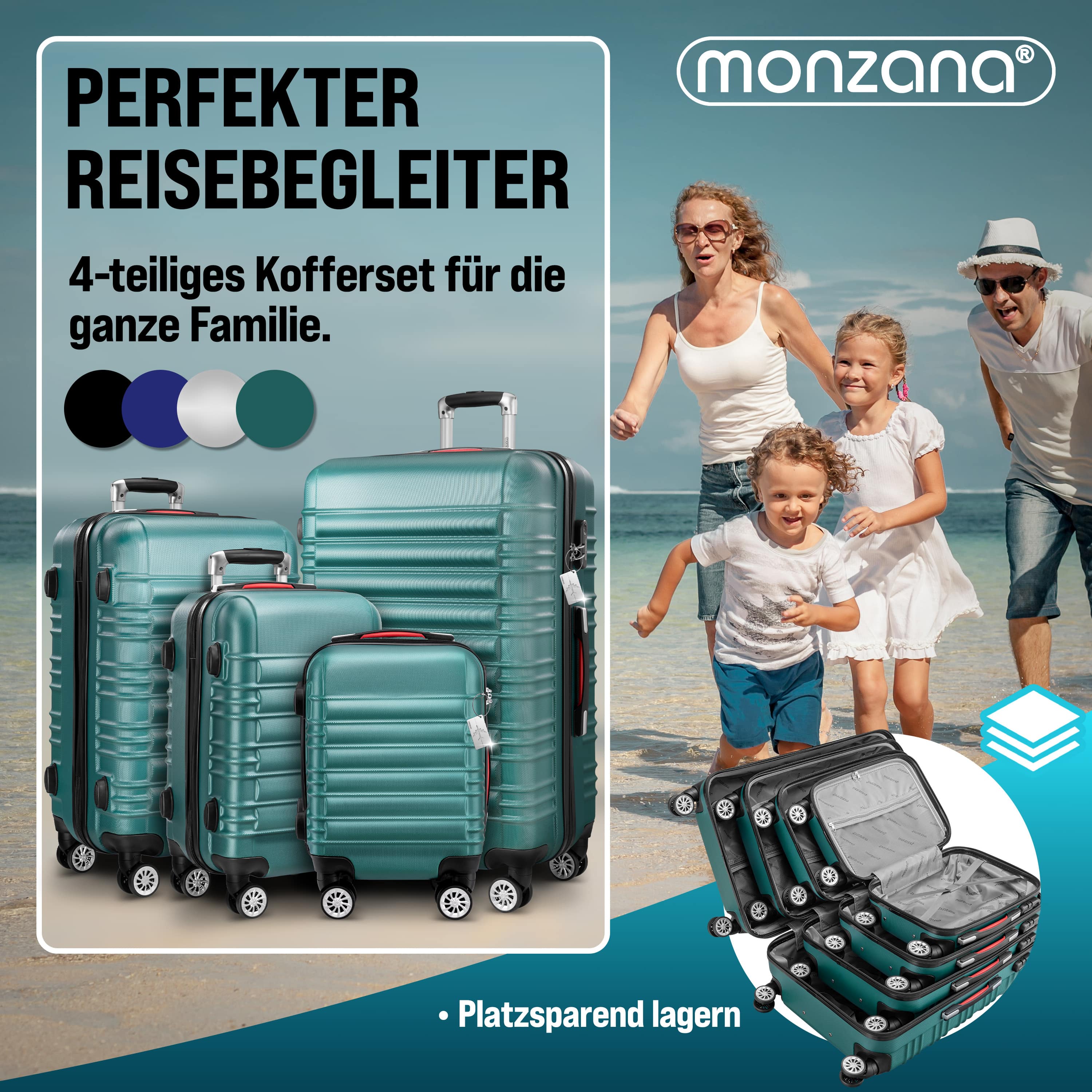 Reiskoffers\u00204\u002Ddelige\u0020Groen\u0020ABS\u0020accessoires