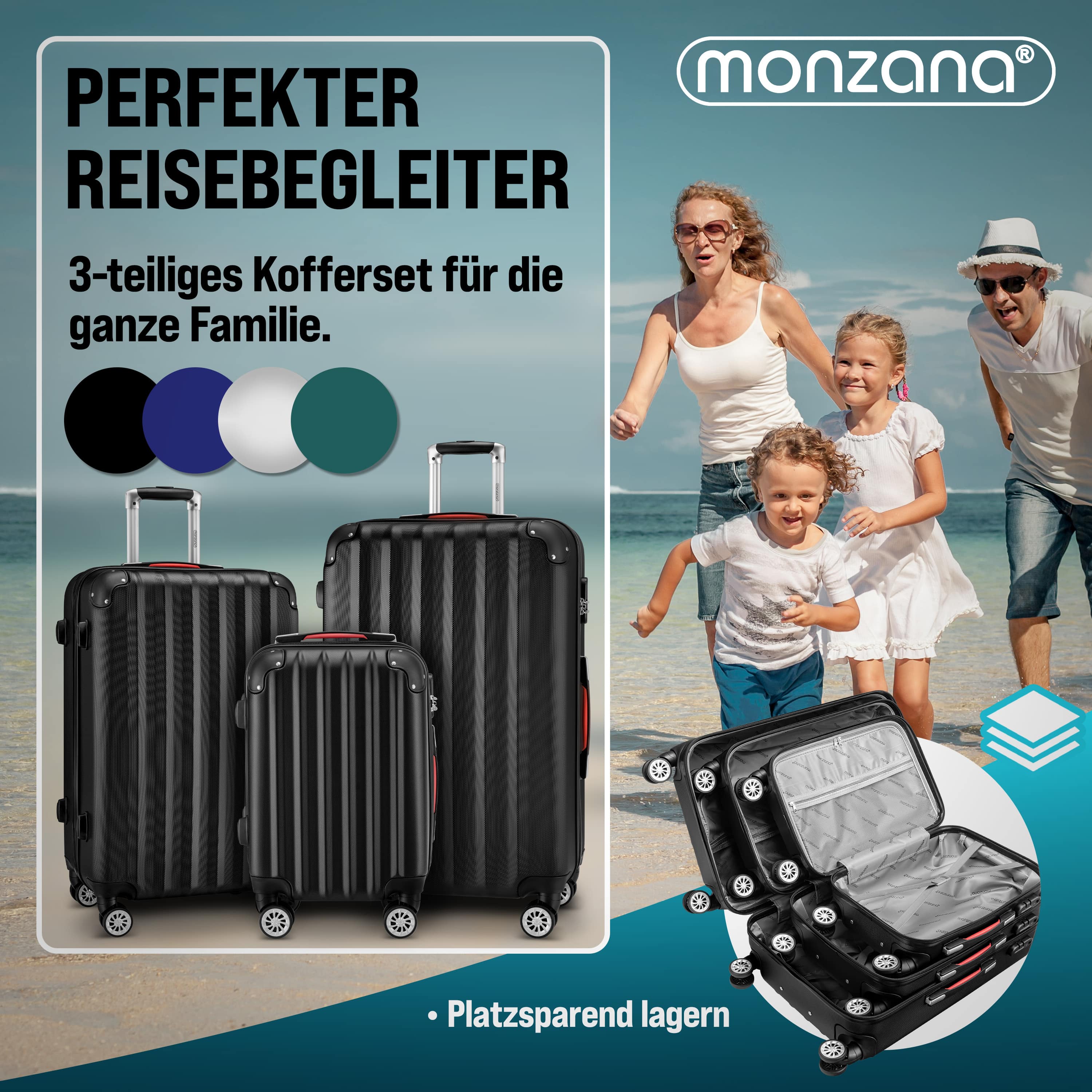 Reiskoffers\u0020Baseline\u00203\u002Ddelige\u0020Zwart\u0020ABS\u0020accessoires