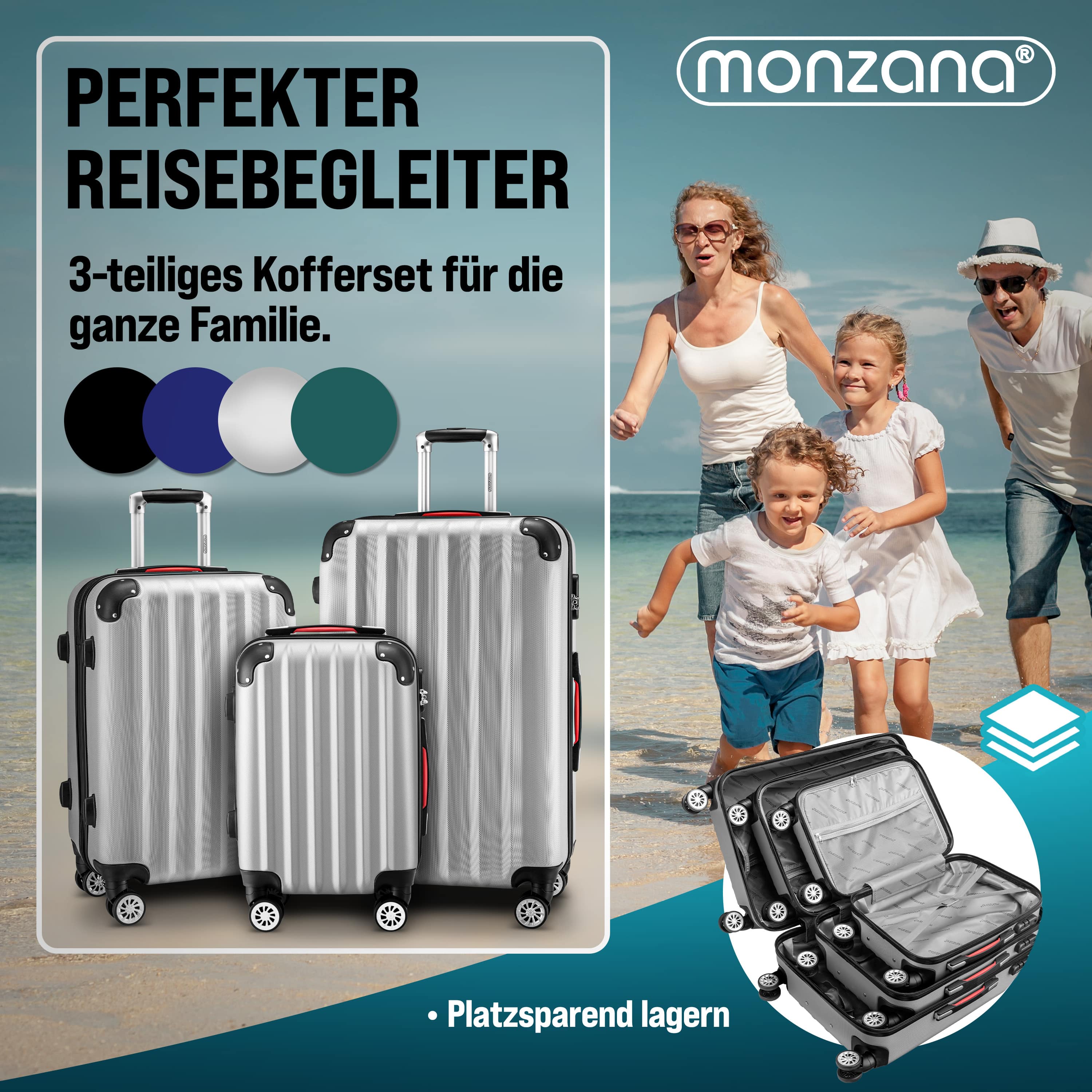 Reiskoffers\u0020Baseline\u00203\u002Ddelige\u0020Zilver\u0020ABS\u0020accessoires