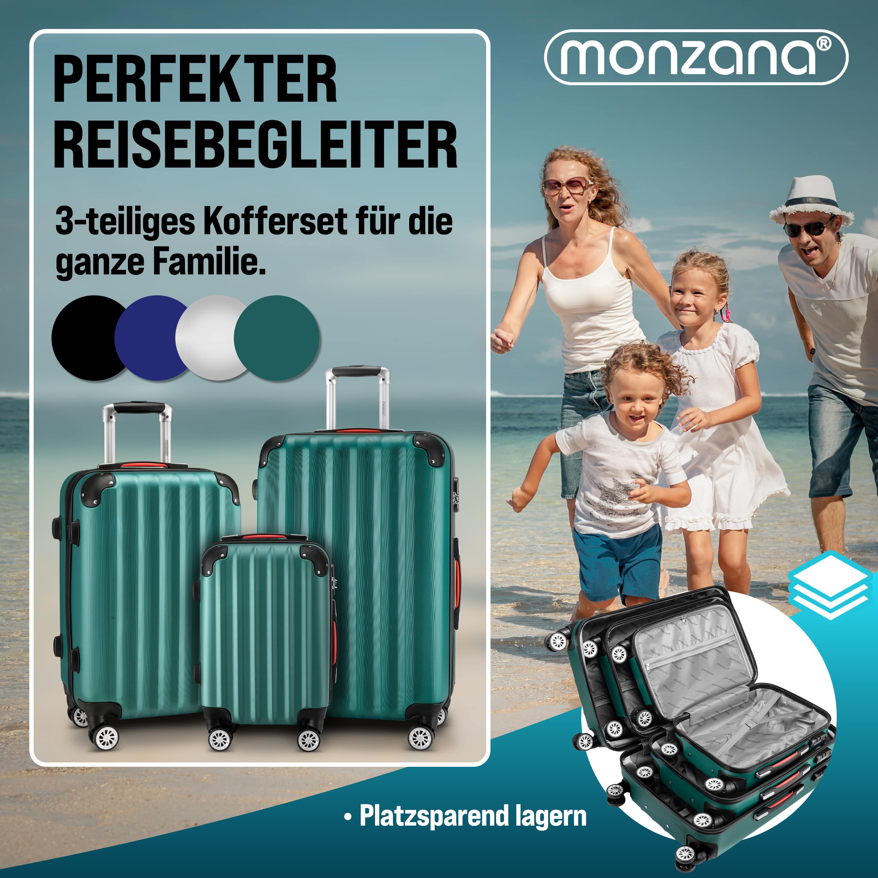 Reiskoffers\u0020Baseline\u00203\u002Ddelige\u0020Groen\u0020ABS\u0020accessoires