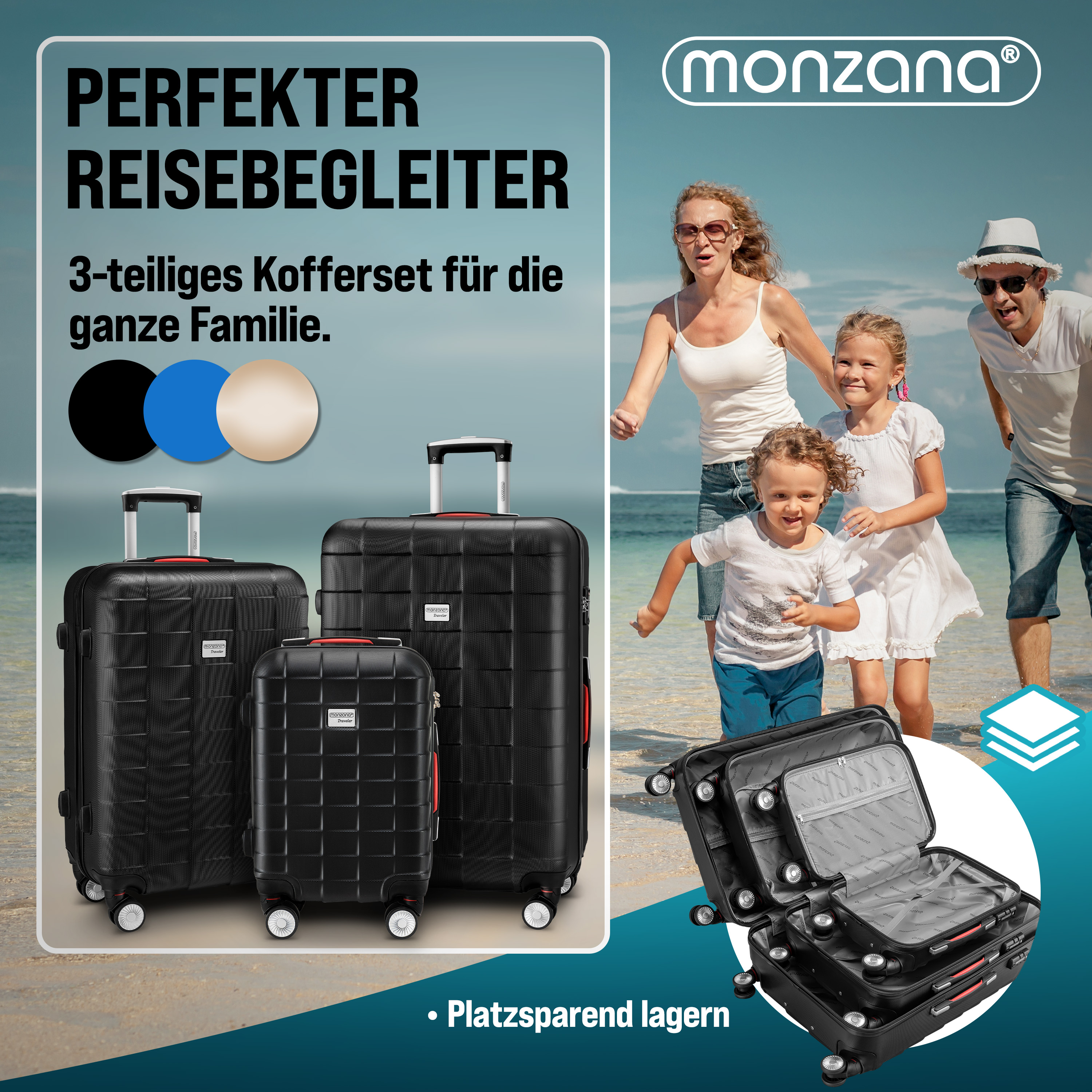 Reiskoffers\u00203\u002Ddelige\u0020Exopack\u0020Zwart\u0020ABS\u0020toebehoren