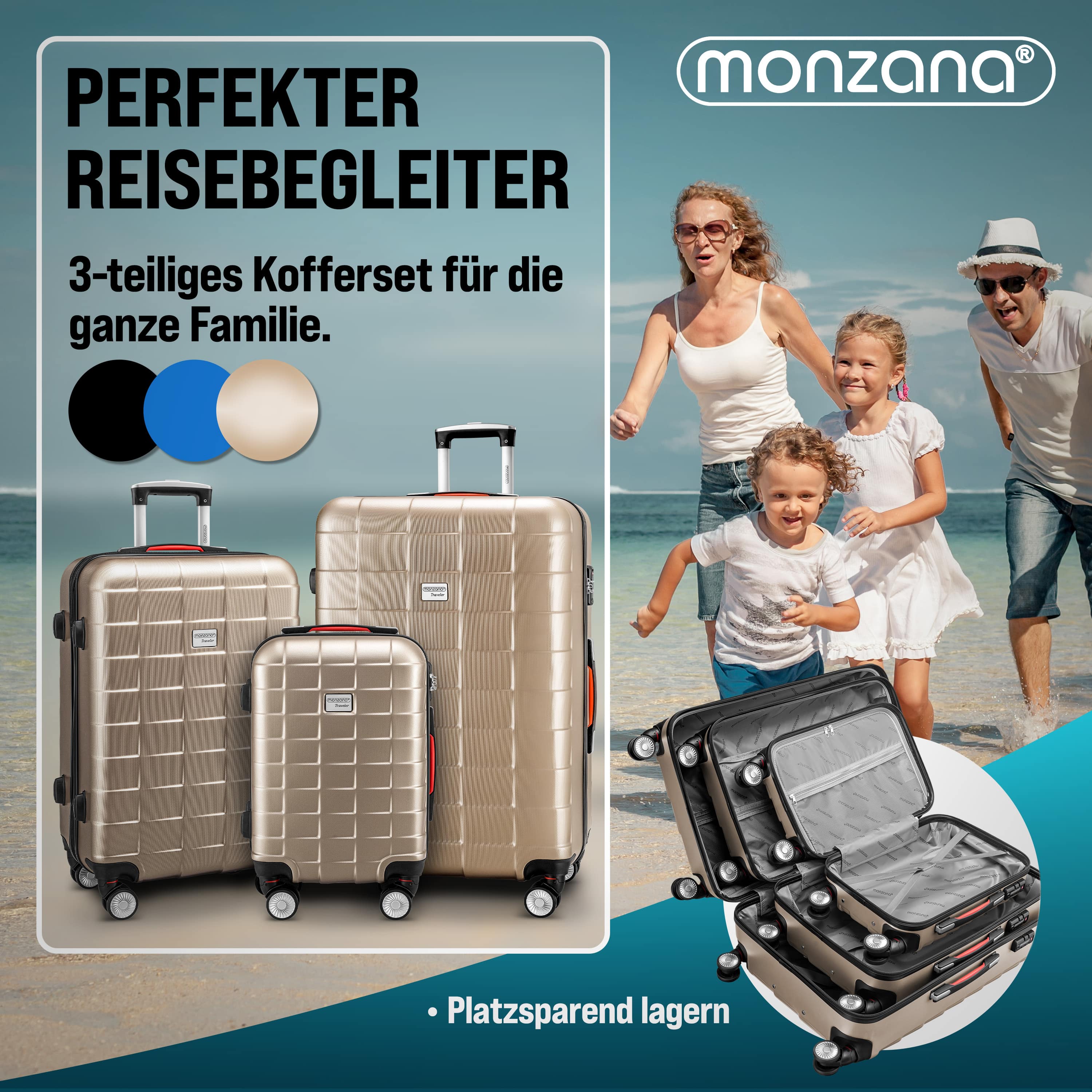 Reiskoffers\u00203\u002Ddelige\u0020Exopack\u0020Champagne\u0020ABS\u0020toebehoren