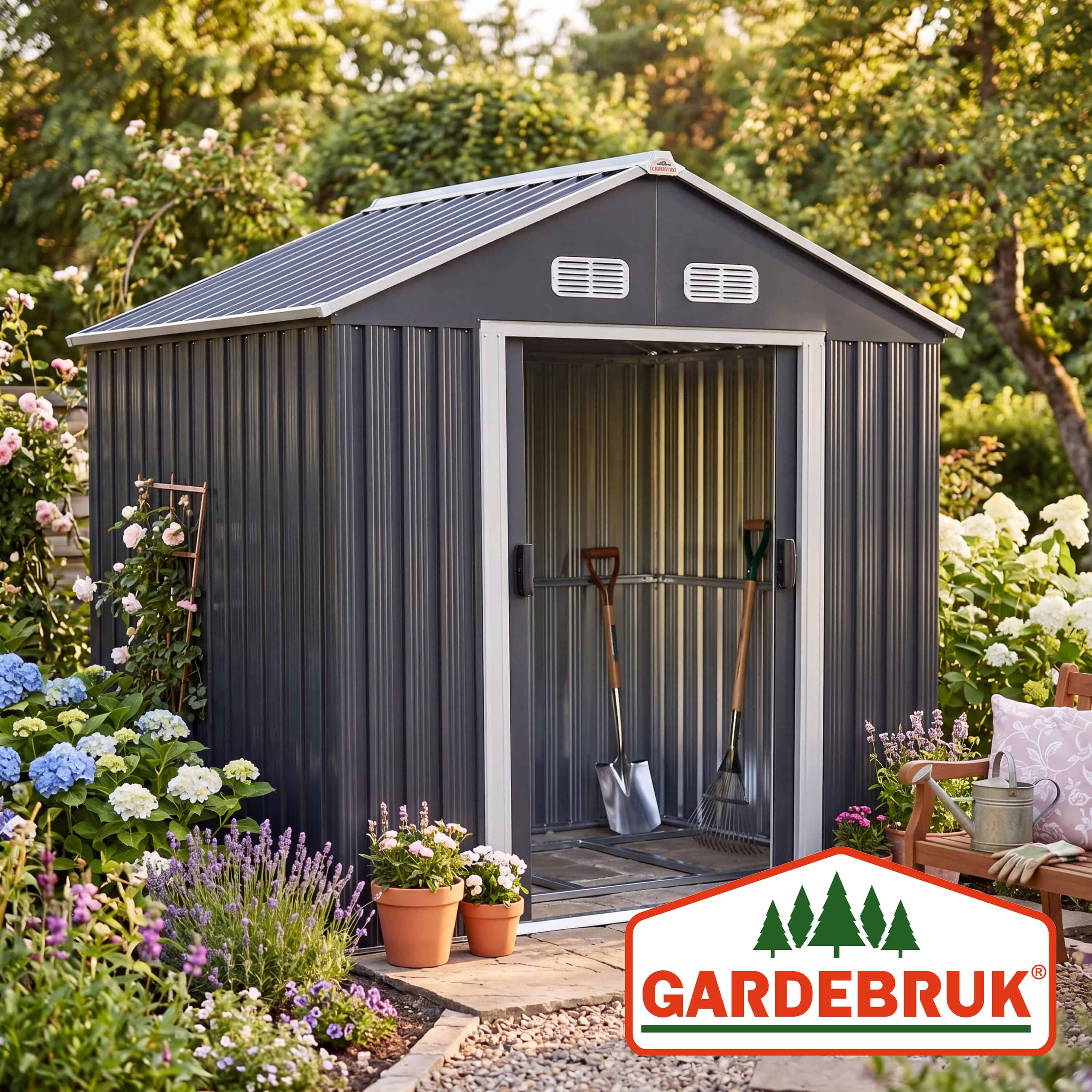 Tuinhuis\u0020XL\u0020Antraciet\u0020Metaal\u0020190x135x200cm\u0020Fundament
