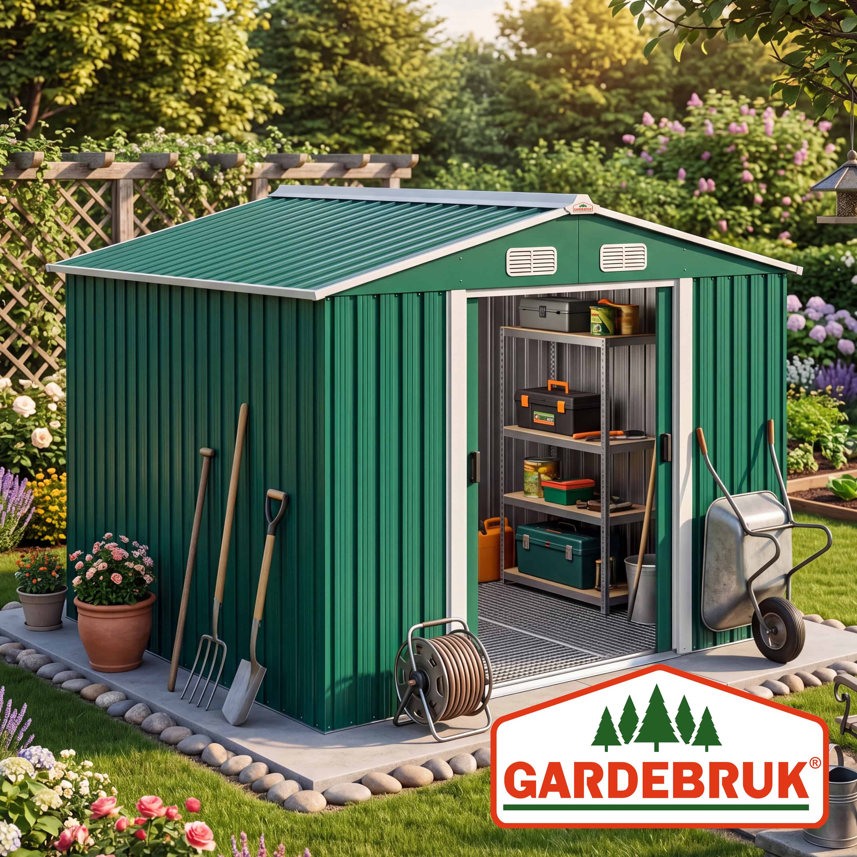 Tuinhuis\u0020Groen\u0020Metaal\u0020260x205x180cm