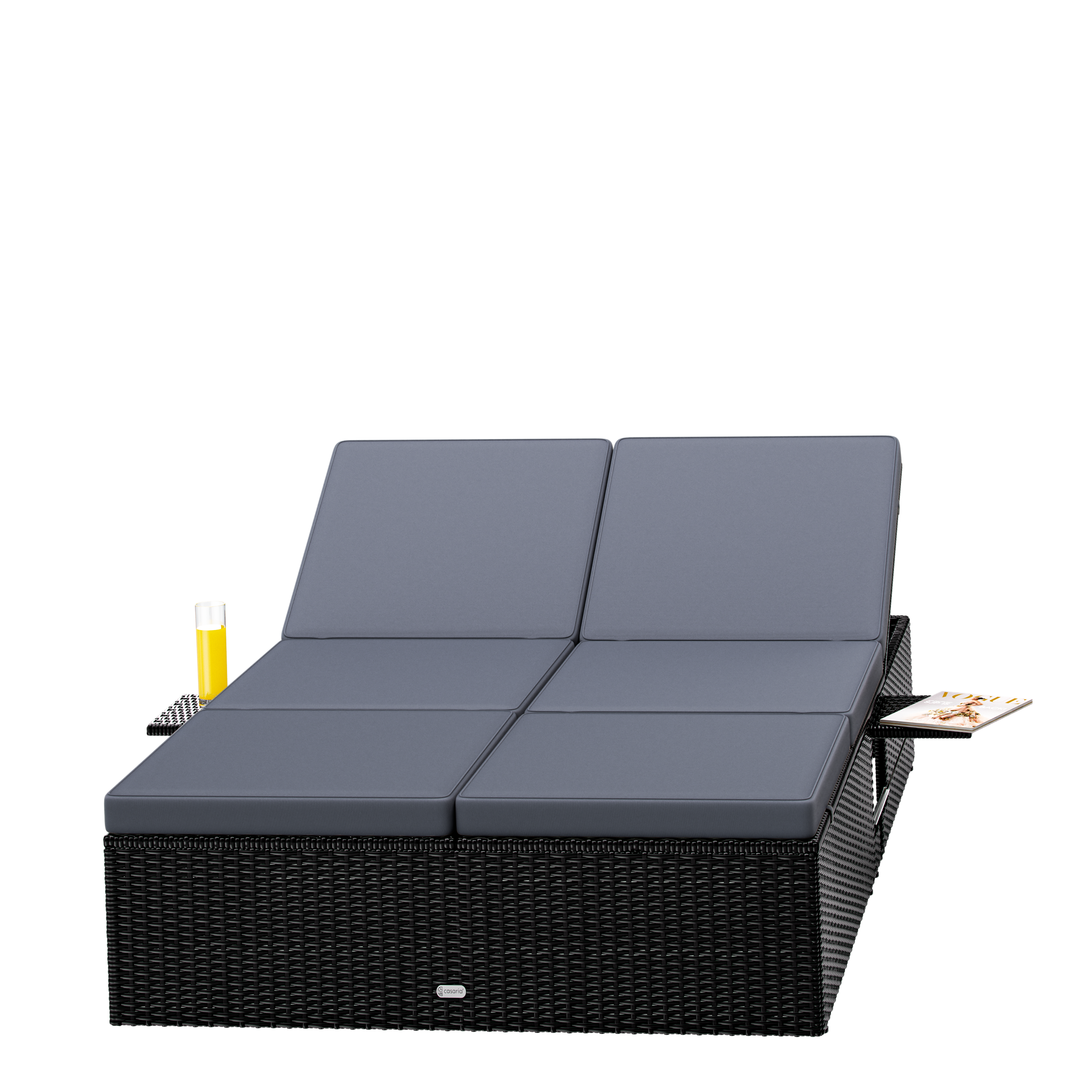 Polyrotan\u0020ligbed\u0020Zwart\u002FAntraciet\u0020200x115x33cm