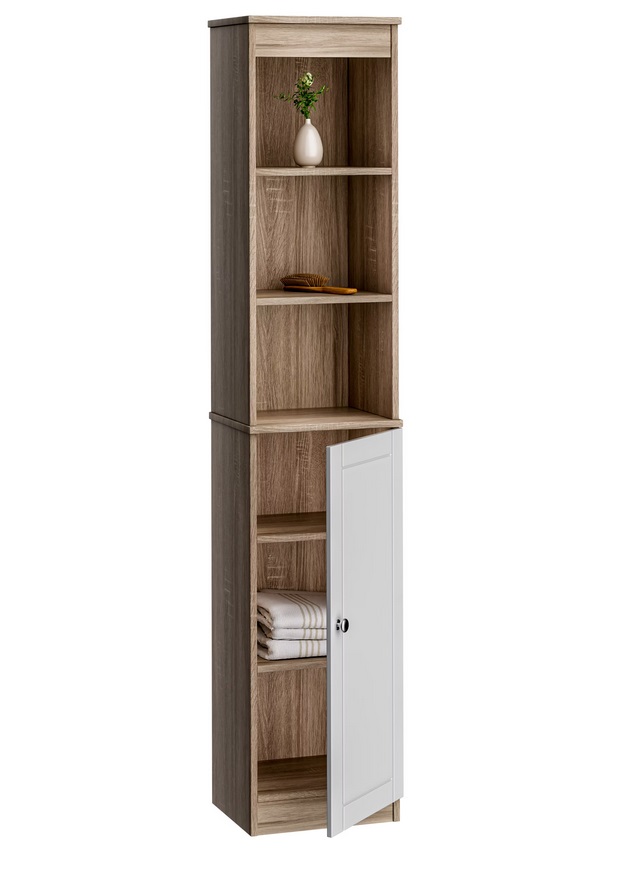 Badkamer\u0020Hoge\u0020Kast\u0020met\u0020170x34x26cm\u0020in\u0020bruin\u002Dwit