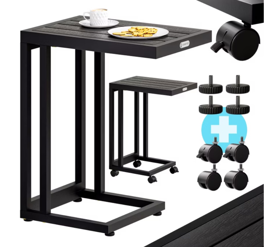 Bijzettafel\u0020zwart\u0020WPC\u002065.5x50x40cm