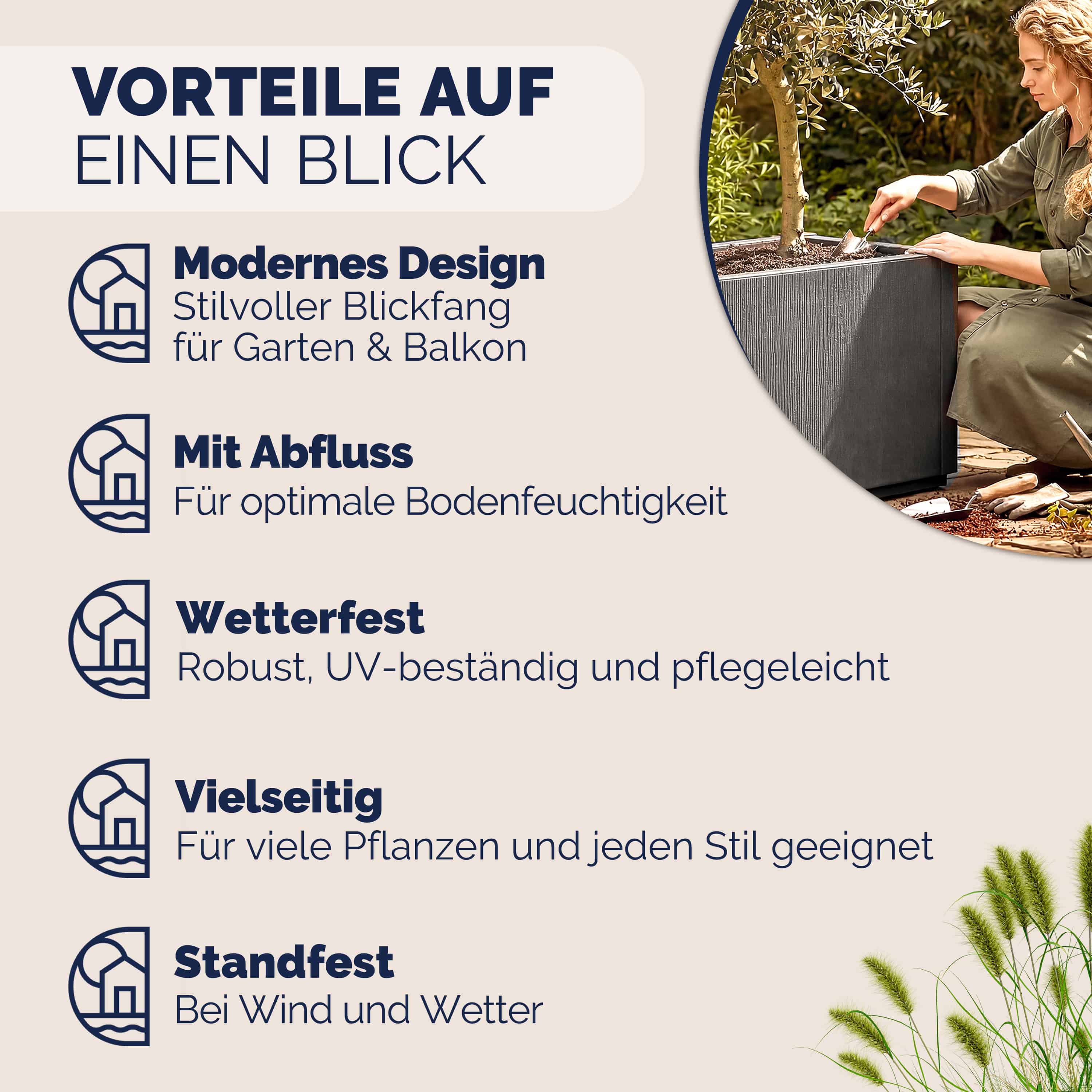Bloempot\u0020Ethica\u0020Antraciet\u0020plastic\u002080x36x36cm