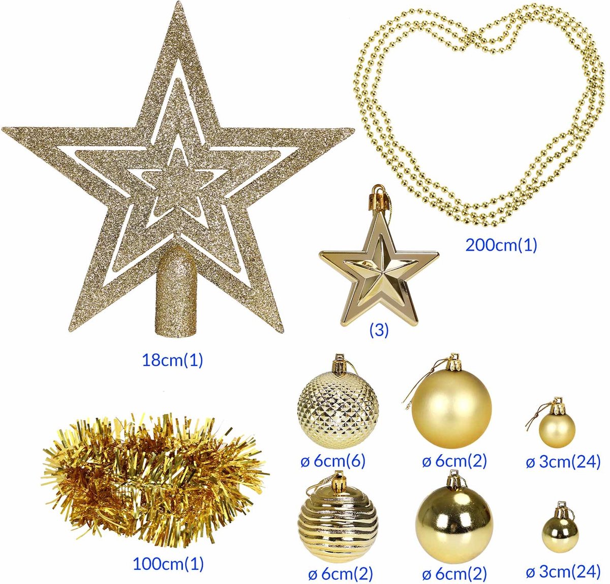Kerstboom\u0020kerstballen\u0020decoraties\u0020\u002D\u0020Set\u0020van\u002066\u0020\u002D\u0020goudkleurig