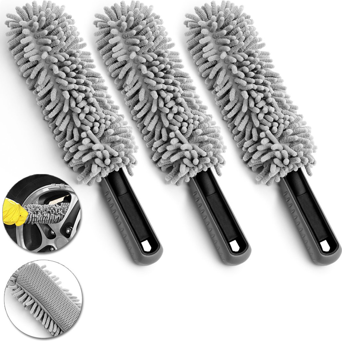 Monzana\u00203x\u0020Microvezel\u0020Velgenborstels\u0020met\u0020Zachte\u0020Borstelharen\u0020Velgenreiniger