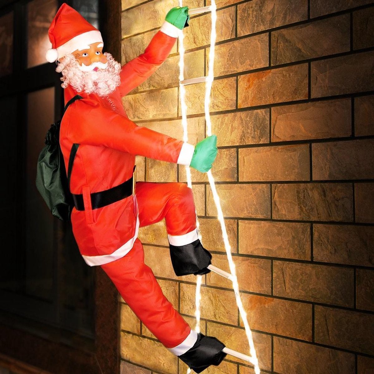 Kerstman\u0020op\u0020touwladder\u0020met\u0020120\u0020LEDs