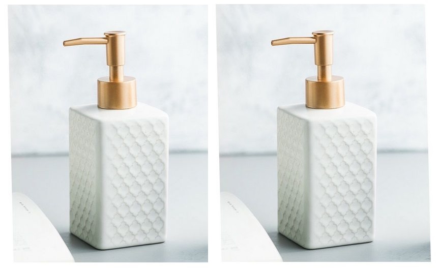 Zeepdispenser\u0020Zeeppompje\u0020Keramiek\u0020Wit\u0020350ml\u0020set\u0020van\u00202\u0020stuks