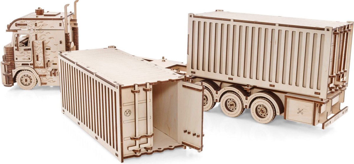 Eco\u0020Wood\u00203D\u0020Houten\u0020Puzzel\u0020Truck\u0020\u201CRoad\u0020King\u201D\u0020met\u0020Container\u002DSemitrailer\u0020Modelbouw