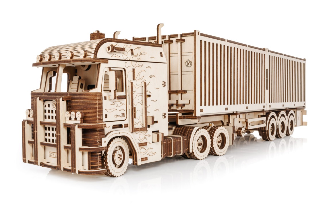 Eco\u0020Wood\u00203D\u0020Houten\u0020Puzzel\u0020Truck\u0020\u201CRoad\u0020King\u201D\u0020met\u0020Container\u002DSemitrailer\u0020Modelbouw