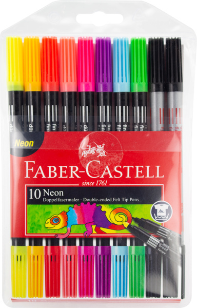 Faber\u0020Castell\u0020FC\u002D151109\u0020Viltstiften\u0020Duo\u0020Neon\u0020Kleuren\u0020In\u0020Etui\u002010\u0020Stuks