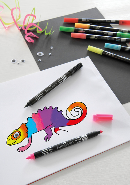 Faber\u0020Castell\u0020FC\u002D151109\u0020Viltstiften\u0020Duo\u0020Neon\u0020Kleuren\u0020In\u0020Etui\u002010\u0020Stuks