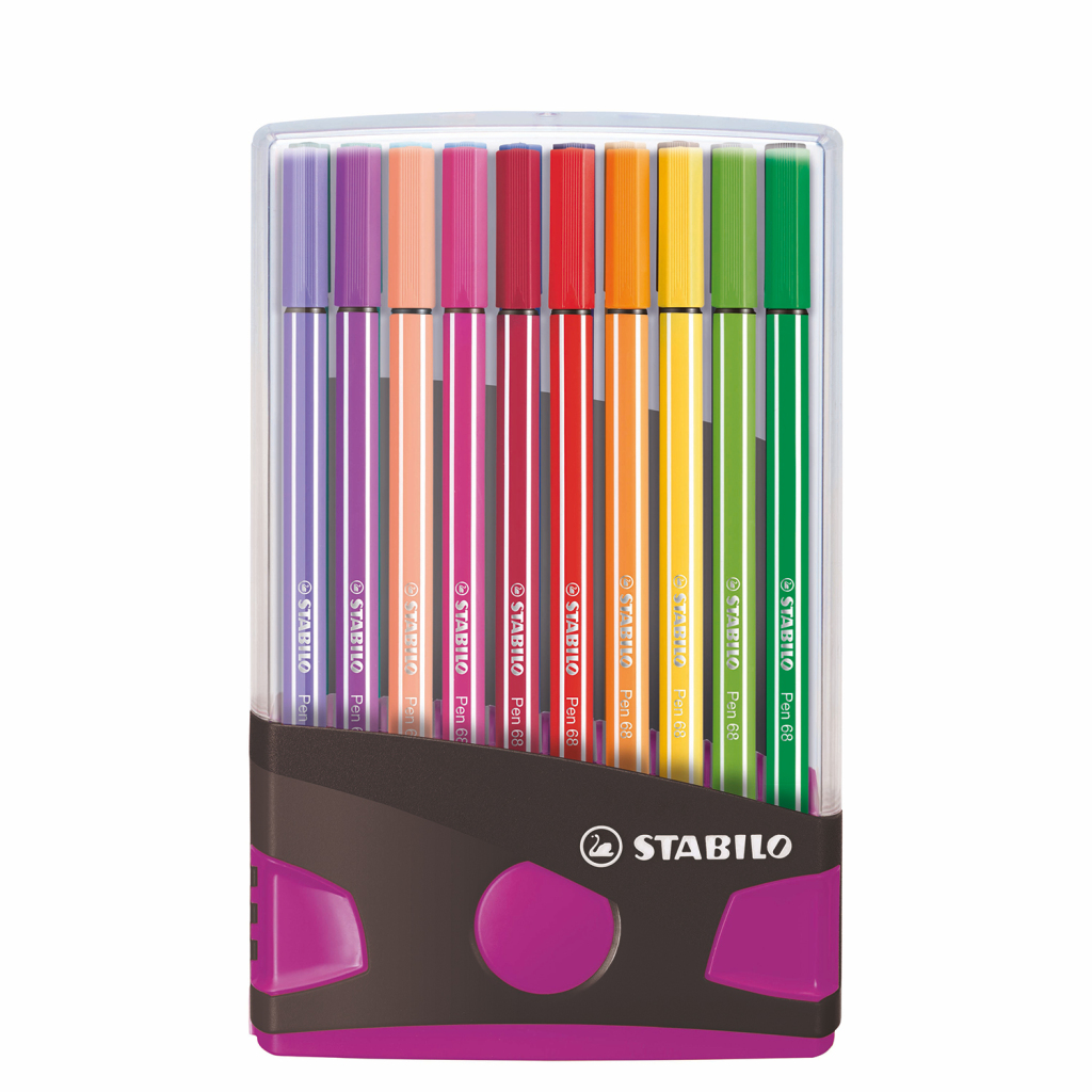 Stabilo\u0020Pen\u002068\u0020in\u002020\u0020Kleuren\u0020Antraciet\u002FRoze