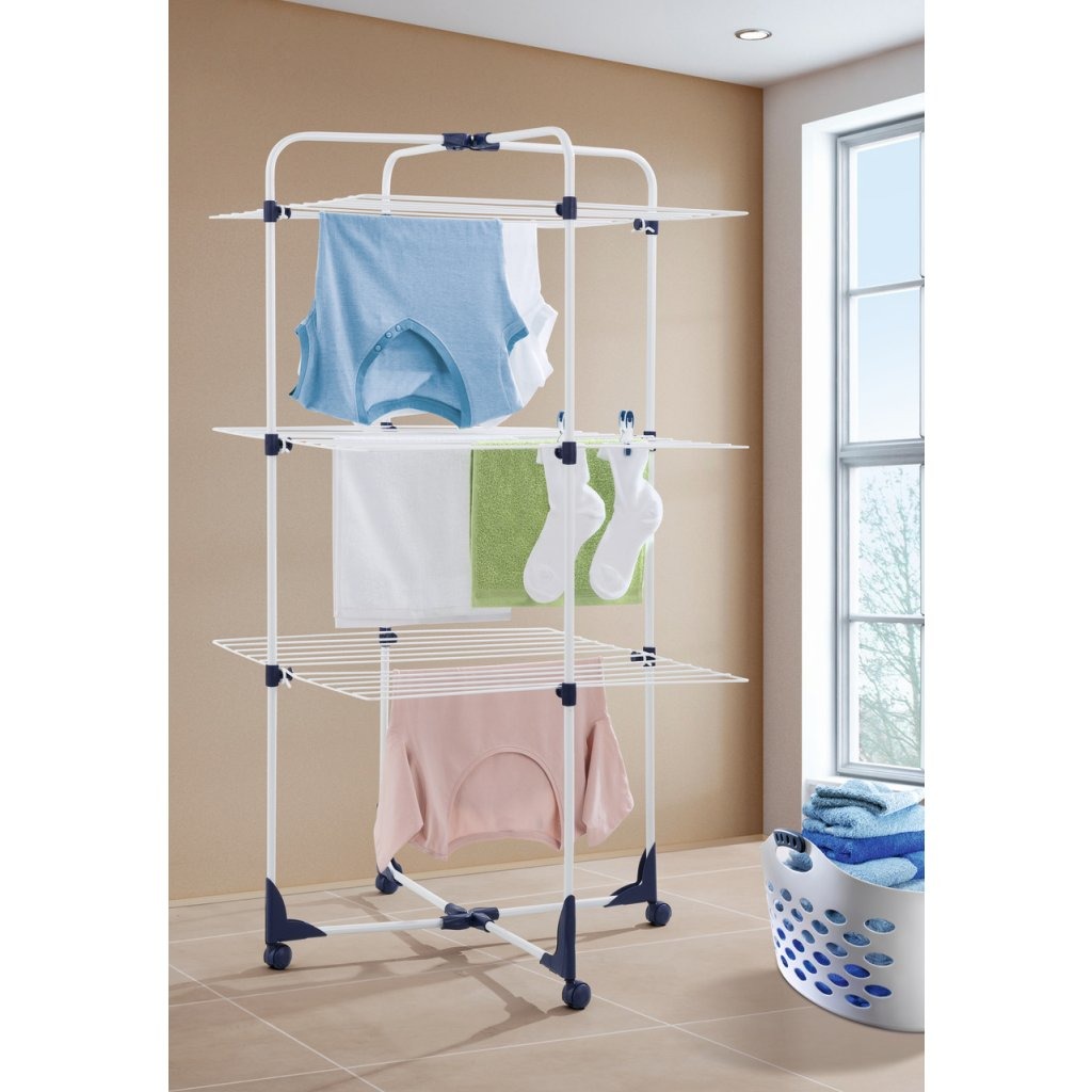 Leifheit\u002081454\u0020Classic\u0020Tower\u0020270\u0020Droogtoren\u0020126x68x68\u0020cm\u0020Blauw\u002FWit