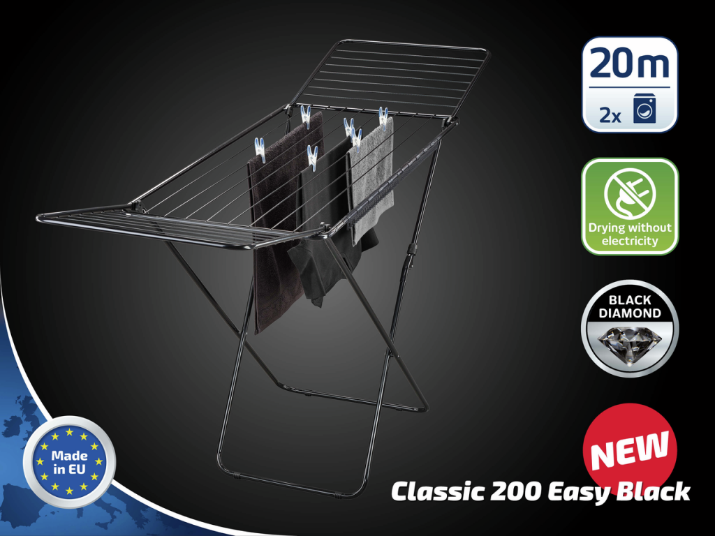 Leifheit\u002081696\u0020Classic\u0020200\u0020Easy\u0020Droogrek\u0020Zwart