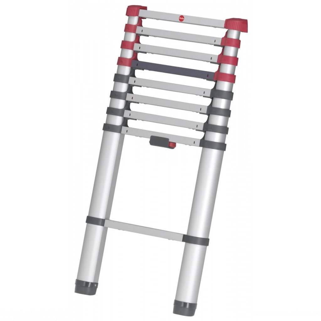 Hailo\u0020T80\u0020Aluminium\u0020Telescoopladder\u002011\u0020Treden\u0020\u002B\u0020Stabilisatiebalk\u0020103\u002D322\u0020cm