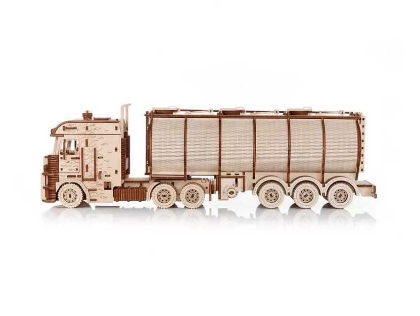 Eco\u0020Wood\u00203D\u0020Houten\u0020Puzzel\u0020Truck\u0020\u201CRoad\u0020King\u201D\u0020met\u0020ronde\u0020Container\u002DSemitrailer\u0020Modelbouw