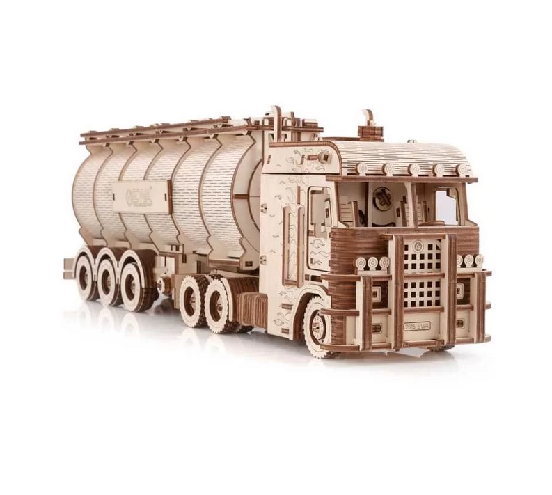 Eco\u0020Wood\u00203D\u0020Houten\u0020Puzzel\u0020Truck\u0020\u201CRoad\u0020King\u201D\u0020met\u0020ronde\u0020Container\u002DSemitrailer\u0020Modelbouw