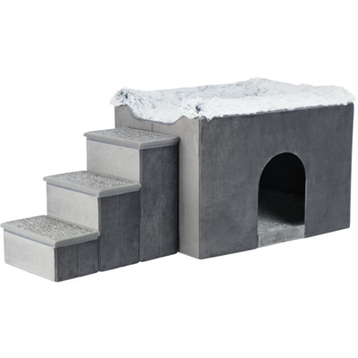 TRIXIE\u0020HONDENMAND\u0020HUIS\u0020HARVEY\u0020MET\u0020TRAP\u0020GRIJS\u0020\u002F\u0020WIT\u0020119X50X47\u0020CM