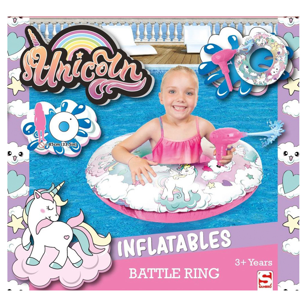 Sambro\u0020Eenhoorn\u0020Battle\u0020Ring\u0020Zwemband\u0020met\u0020Waterpistool\u002085\u0020cm