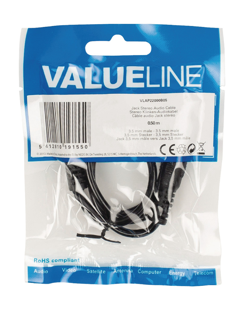 Valueline\u0020Vlap22000b05\u0020Jack\u0020Stereo\u0020Audiokabel\u00203,5\u0020mm\u0020Mannelijk\u0020\u002D\u00203,5\u0020mm\u0020Mannelijk\u00200,50\u0020M\u0020Zwart