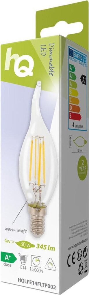 HQ\u0020HQLFE14FLTP002\u0020Led\u0020Retro\u0020Filament\u0020Lamp\u0020E14\u0020Dimbaar\u0020Gebogen\u0020Kaars\u00204\u0020W\u0020345\u0020Lm\u00202700\u0020K