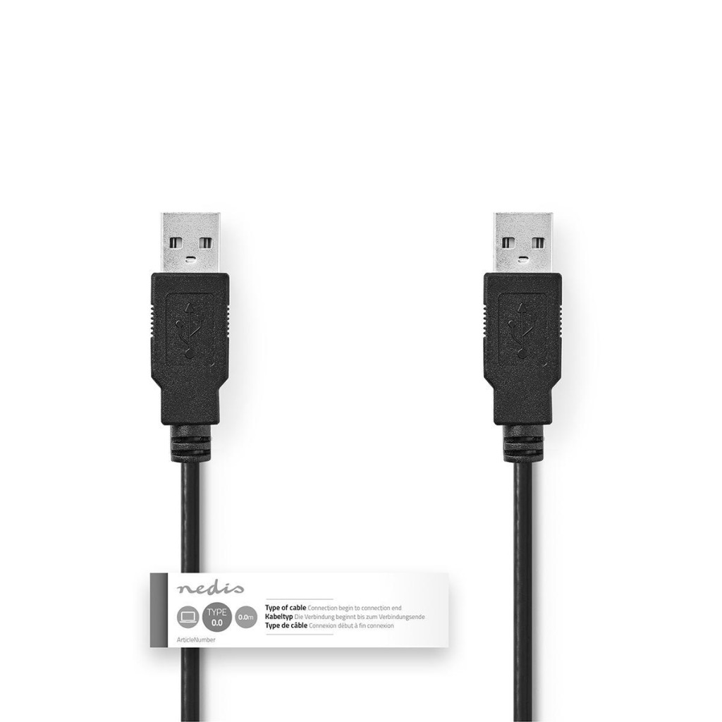 Nedis\u0020CCGT60000BK10\u0020Kabel\u0020Usb\u00202.0\u0020A\u0020Male\u0020\u002D\u0020A\u0020Male\u00201,0\u0020M\u0020Zwart
