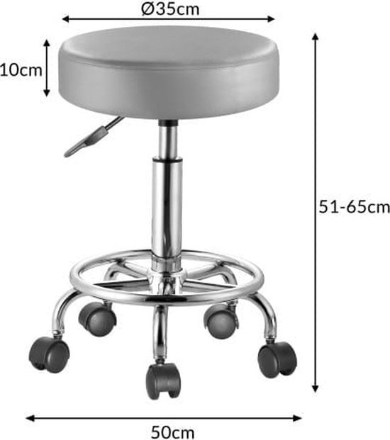 Rolkruk\u0020\u002D\u0020Hoogte\u0020Verstelbaar\u0020360\u00B0\u0020Draaibaar\u0020\u002D\u002051\u002D65cm\u0020Zithoogte\u0020Grijs