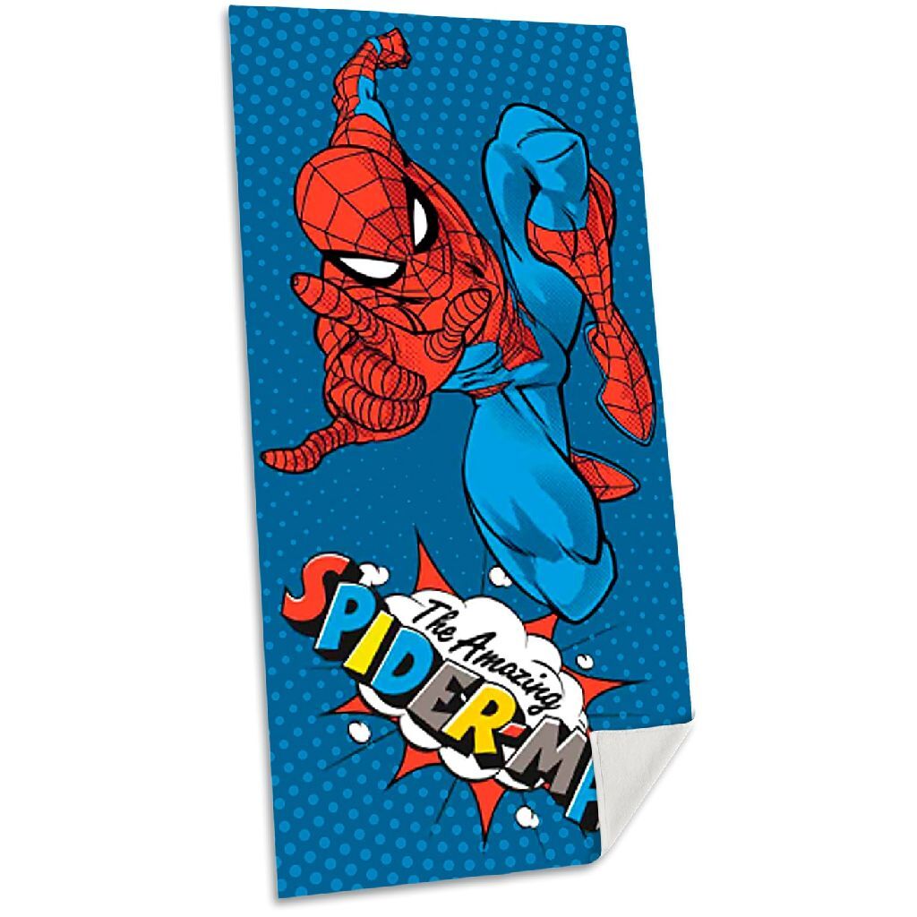 Spiderman\u0020Strandlaken\u002070x140\u0020cm\u0020Blauw\u002FKatoen