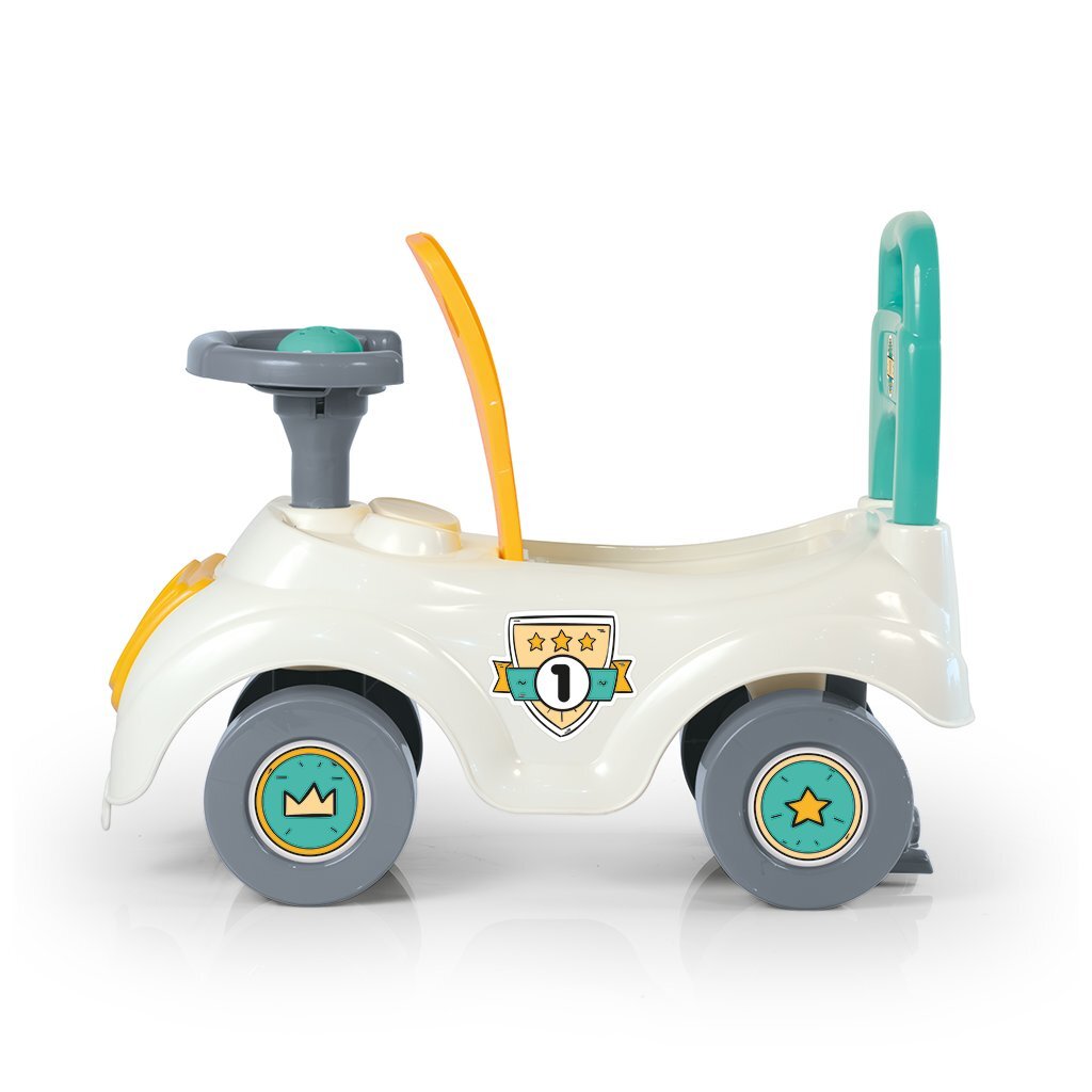 Dolu\u0020Loopauto\u0020met\u0020Toeter\u0020Wit\u002FGroen\u002FGeel\u002047x37x20.5cm