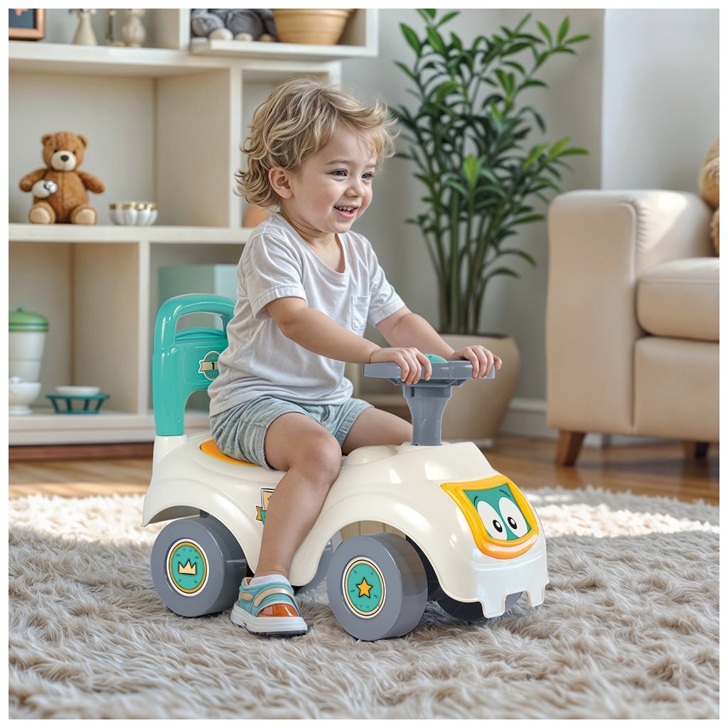 Dolu\u0020Loopauto\u0020met\u0020Toeter\u0020Wit\u002FGroen\u002FGeel\u002047x37x20.5cm