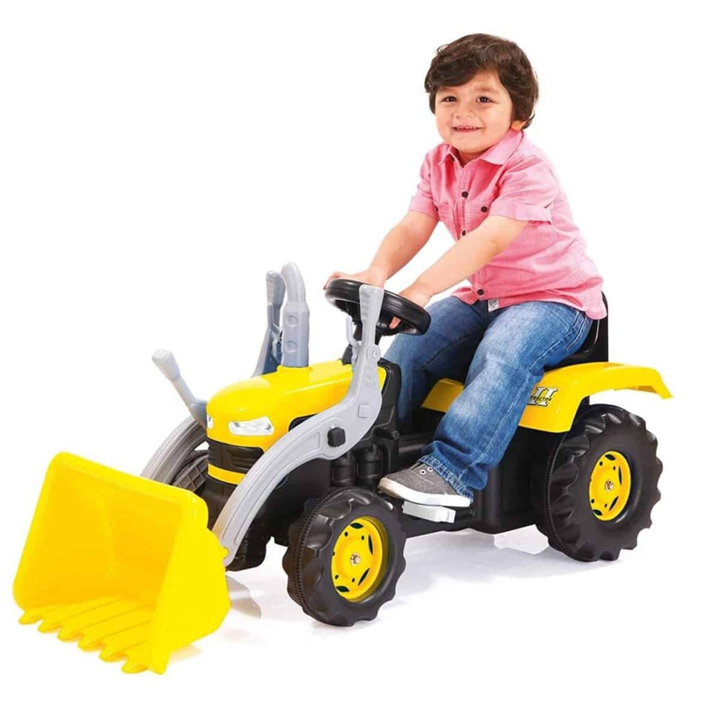 Dolu\u0020Traptractor\u0020met\u0020Voorlader\u0020\u0026\u0020Claxon\u0020Geel\u002Fzwart