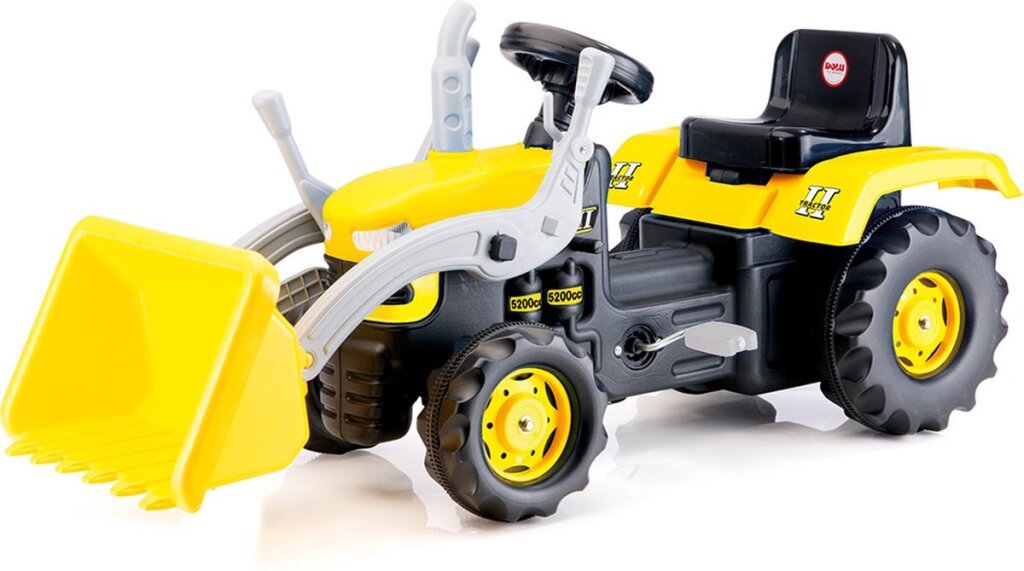 Dolu\u0020Traptractor\u0020met\u0020Voorlader\u0020\u0026\u0020Claxon\u0020Geel\u002Fzwart