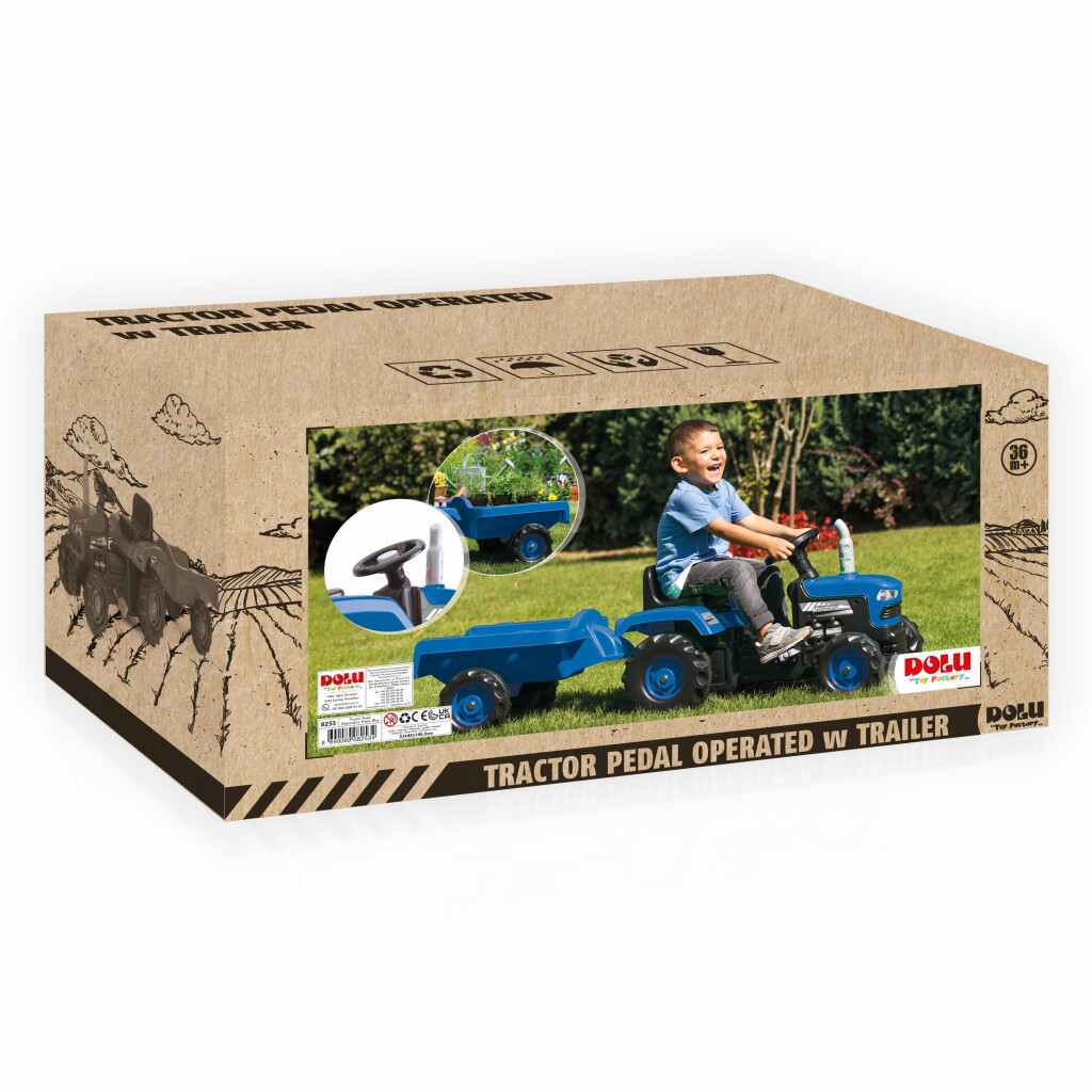Dolu\u0020Traptractor\u0020met\u0020Aanghanger\u0020\u0026amp\u003B\u0020Claxon\u0020Blauw\u002FZwart