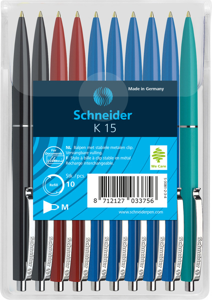 Schneider\u0020S\u002D3081\u002D2\u002D3\u002D4\u0020Balpen\u0020K15\u002010s\u0020Assorti\u0020Kleuren\u0020In\u0020Headerbag