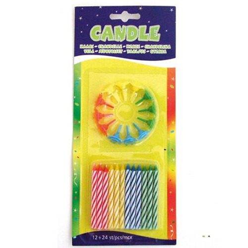 Verjaardagskaarsjes\u0020\u002B\u0020Houder\u002036\u0020stuks