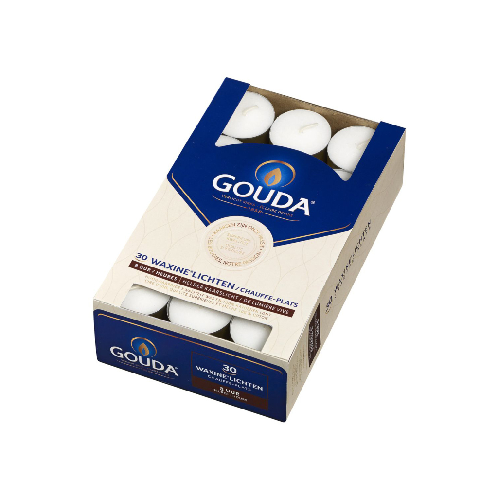 Gouda\u0020Theelichten\u00208\u0020Uur\u002030\u0020Stuks\u0020Wit