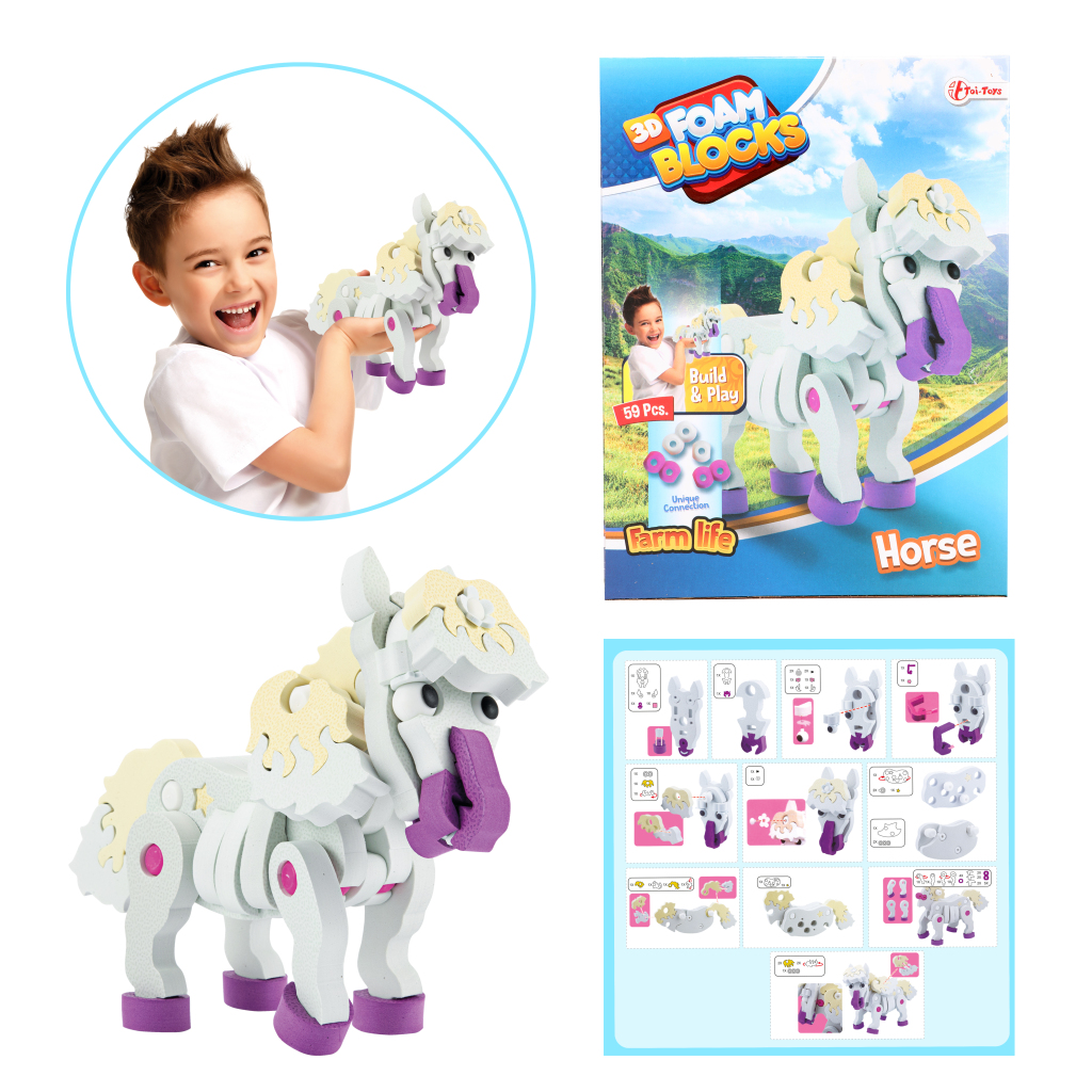Toi\u002DToys\u00203D\u0020Puzzel\u0020Constuksructiefoam\u0020Paard\u0020Diy\u0020Set\u0020S
