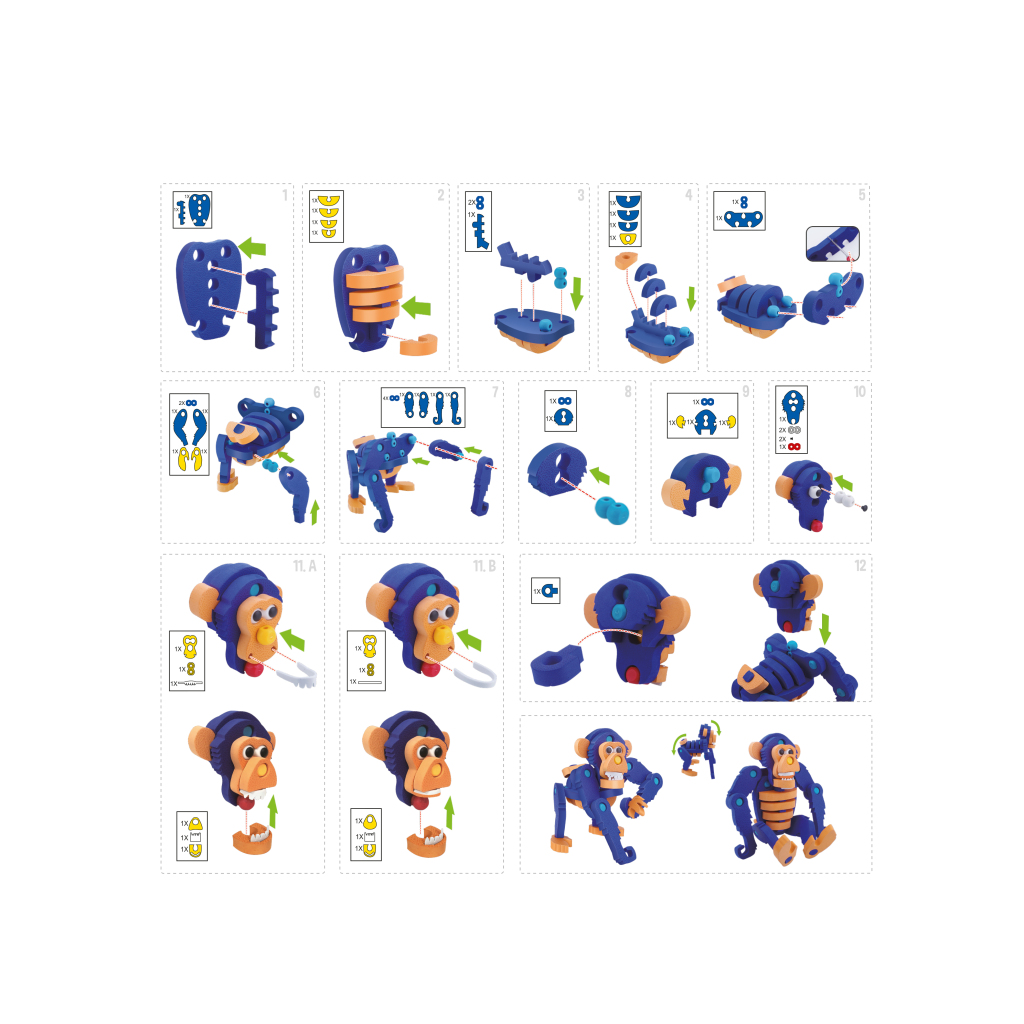 Toi\u002Dtoys\u0020Knutselpuzzel\u0020Aap\u0020Junior\u002025,8\u0020Cm\u0020Blauw\u002059\u002Ddelig