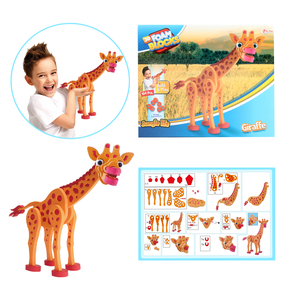 Toi\u002DToys\u00203D\u0020Puzzel\u0020Giraffe\u0020Junior\u002031,5\u0020Cm\u0020Foam\u0020Oranje\u0020104\u002Ddelig